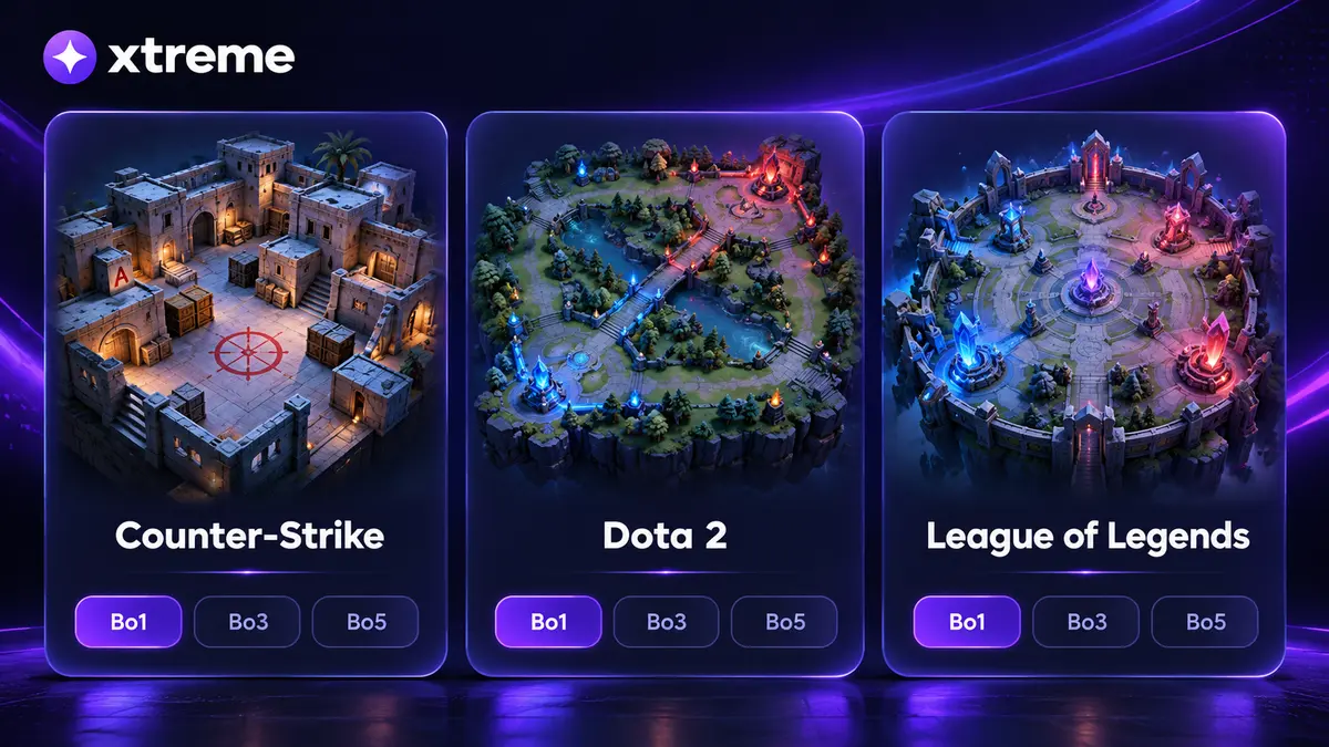 Esports disciplines in the Xtreme betting section