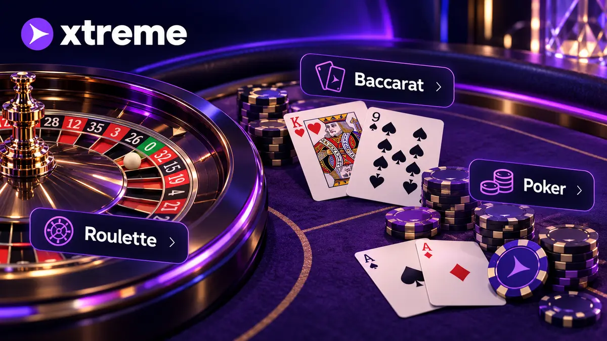 Xtreme live casino tables: roulette, baccarat and poker