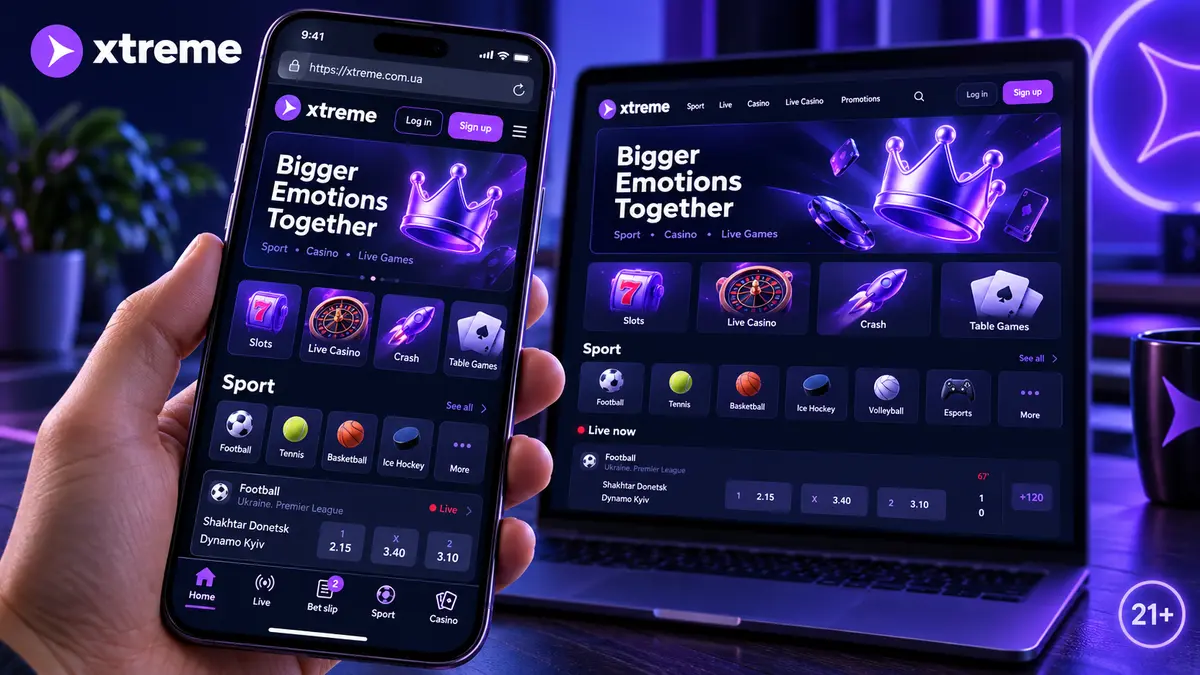 Xtreme mobile version with casino and betting sections