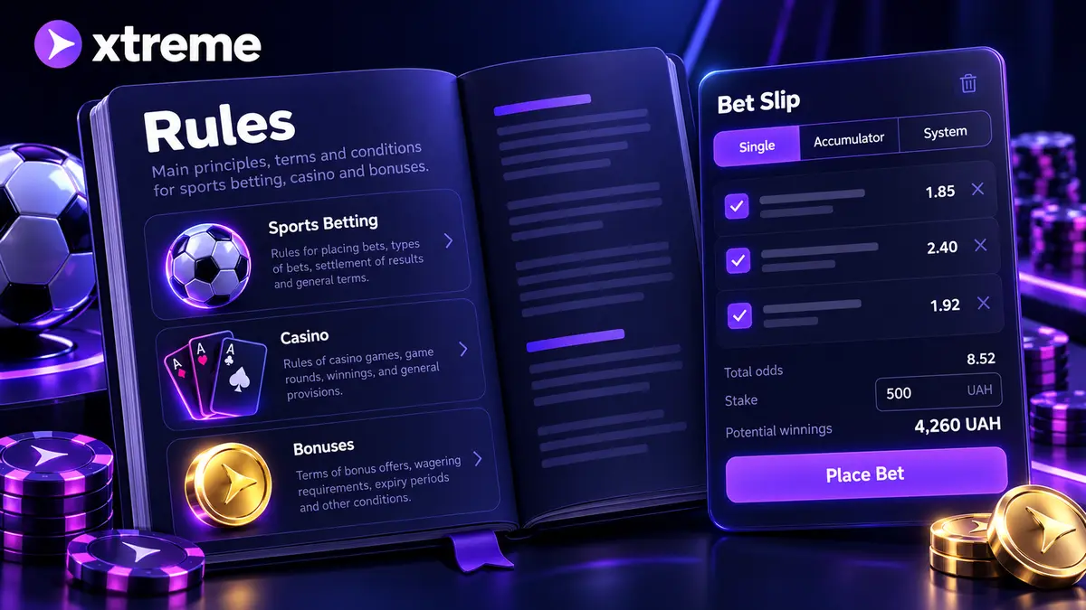Rules for accepting and settling sports bets at Xtreme