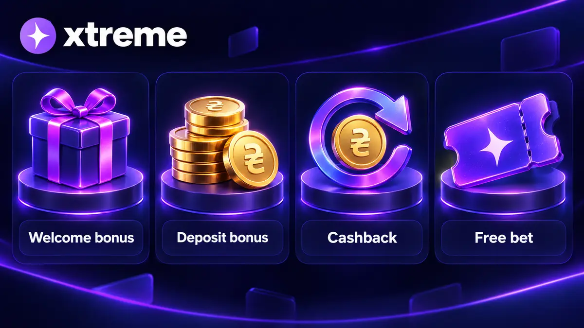 Xtreme bonus types: welcome, deposit and cashback