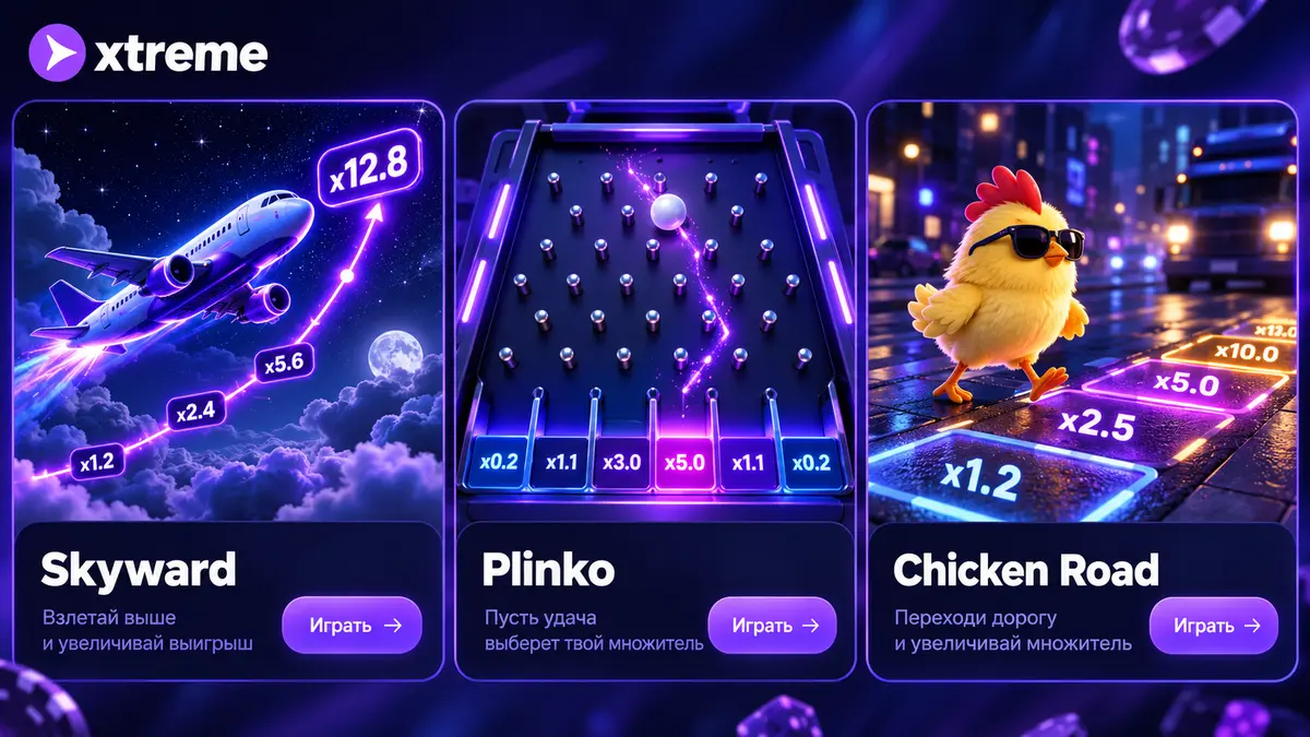 Crash-игры Xtreme: Skyward, Plinko и Chicken Road