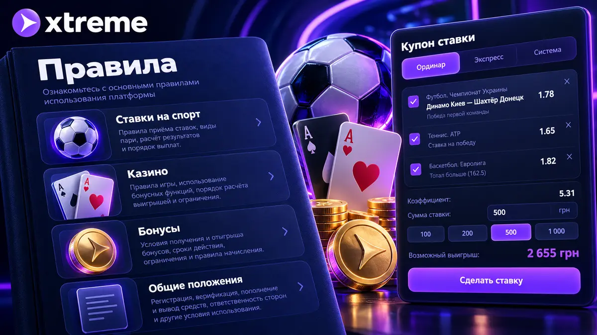 Правила приёма и расчёта ставок на спорт в Xtreme