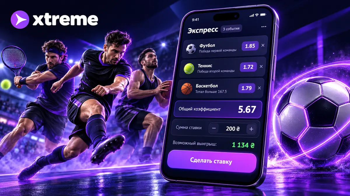 Купон со ставкой на спорт в Xtreme с коэффициентами