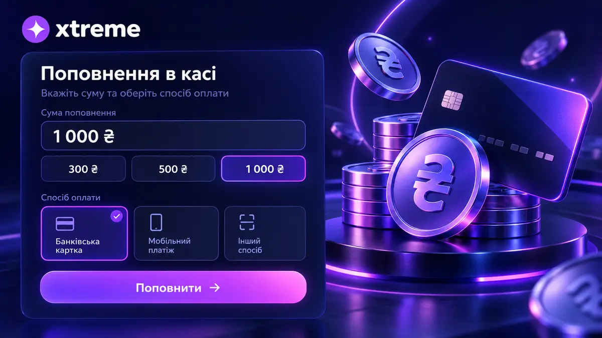 Каса Xtreme Casino з методами поповнення у гривні