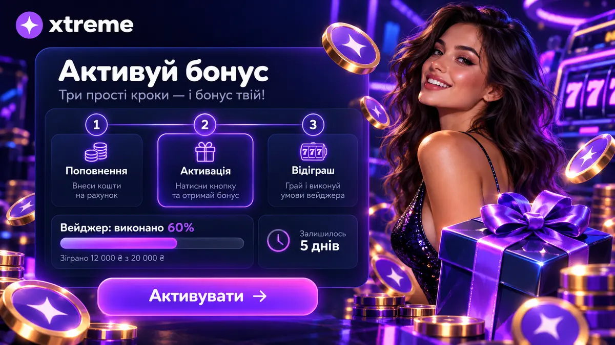 Активація бонусу та умови відіграшу в Xtreme